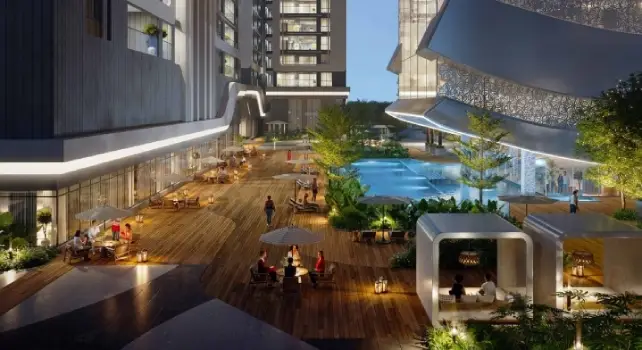 MSN Neopolis Apartment pool deck area by MSN Realty located at Neopolis, Kokapet, Hyderabad Telangana